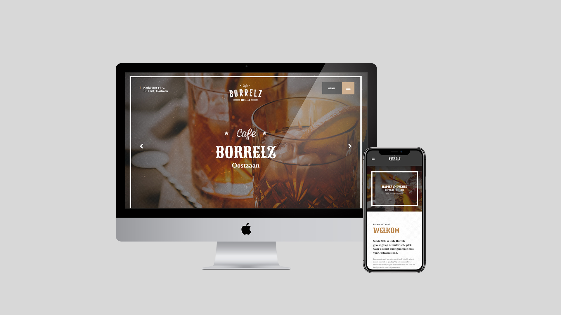 Responsive website mockup van Borrelz